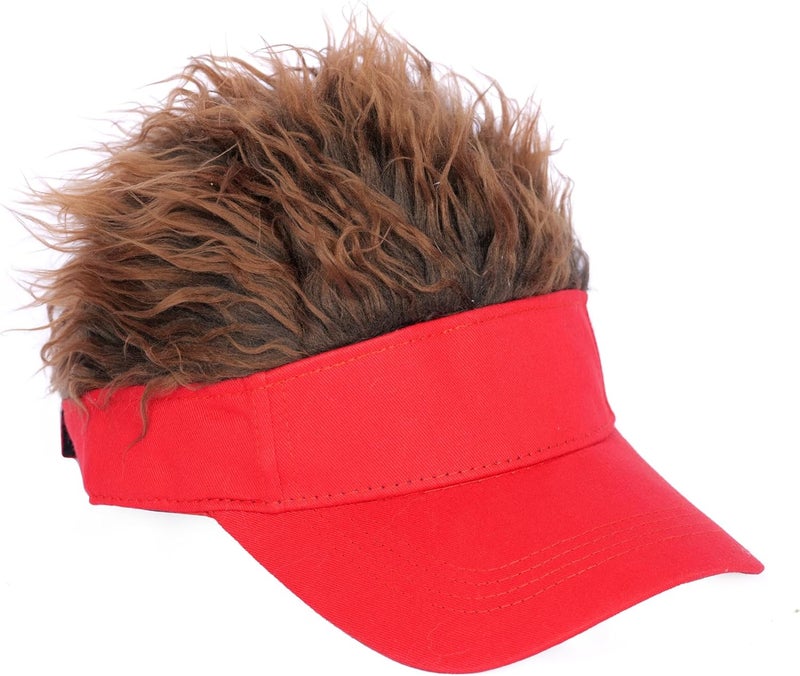 NNBDBVDHS Mens Visor with Hair Fake Hat with Hair for Men Funny Golf Hats Wig Hat Spiked Adjustable Baseball Cap - Image 2